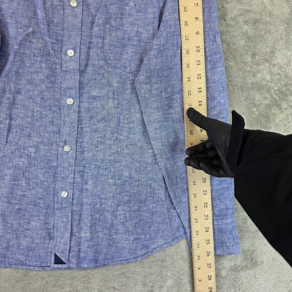 UNTUCKit Shirt Mens Medium Blue Linen Slim Fit Vin Santo WR Wrinkle Resistant - Picture 4 of 12